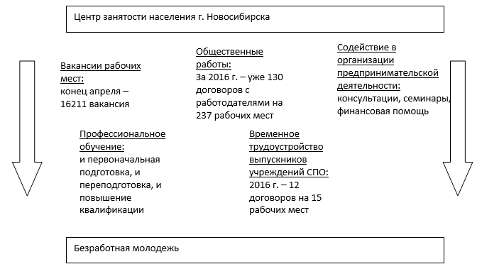 2 Формы социальной поддержки безработной молодежи Центром занятости населения г. Новосибирска