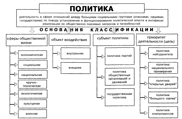 Виды и уровни политики